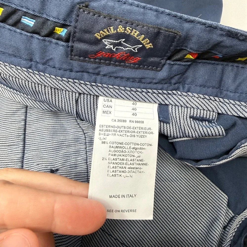 Paul & Shark Yachting Mens Navy Blue Chino Trousers Made in Italy 38x31